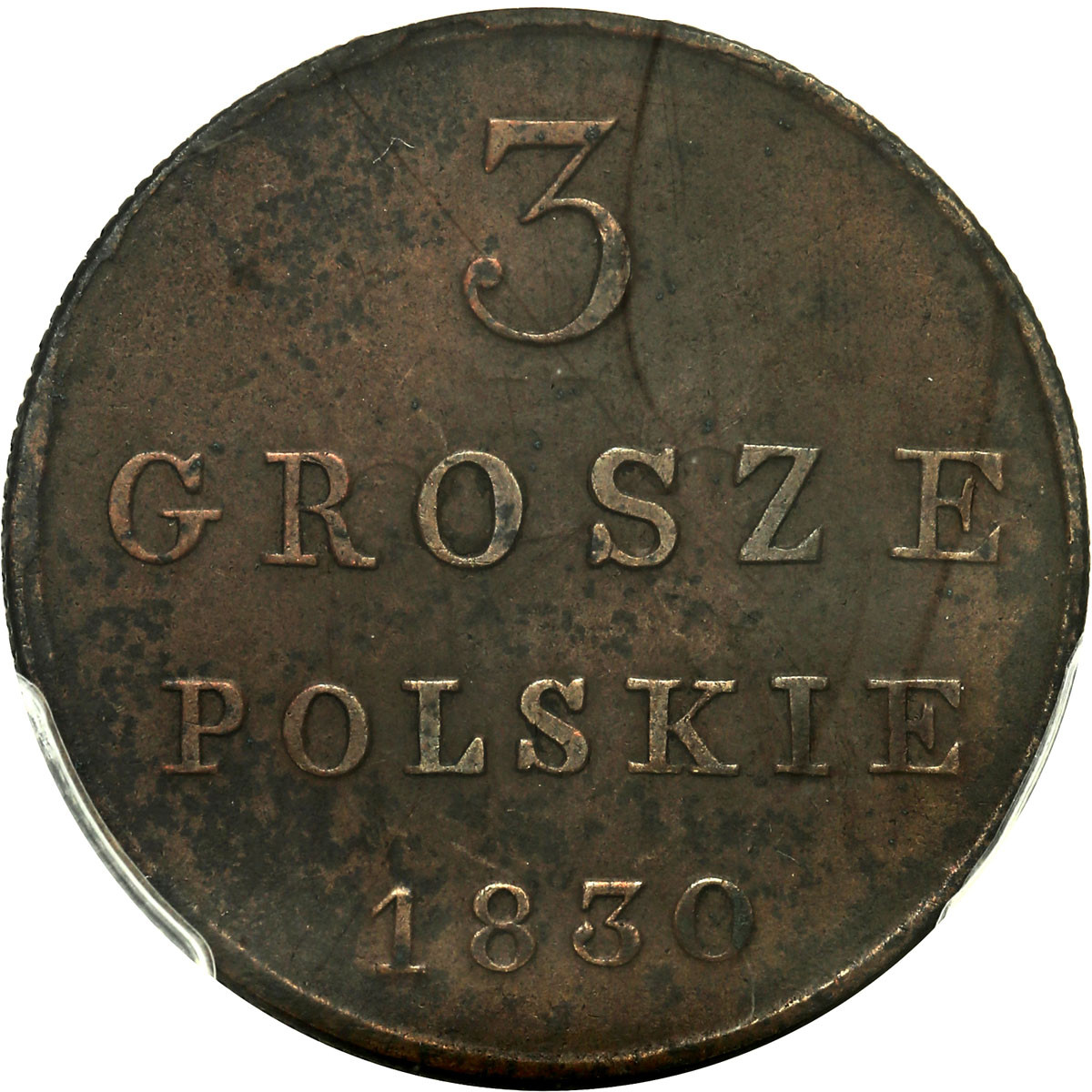 Polska XIX w./Rosja. Mikołaj I. 3 grosze 1830 FH, Warszawa PCGS AU50
